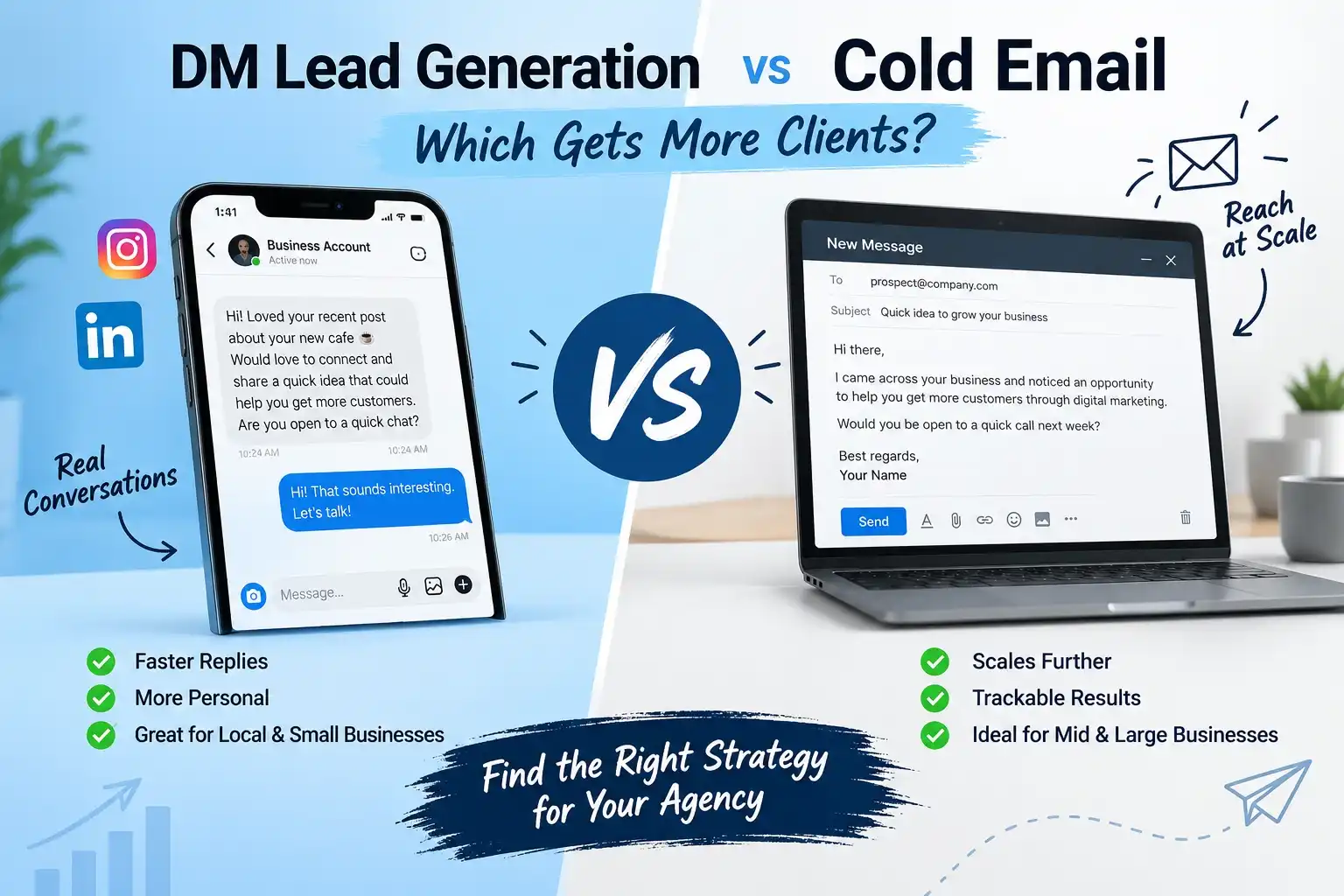 DM lead generation vs cold email